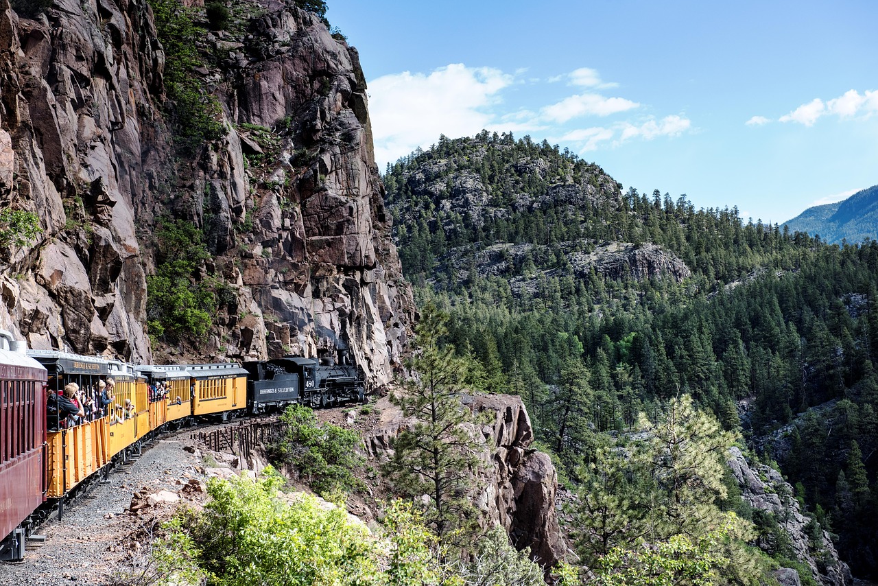 People enjoying a train ride through Colorado